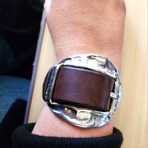 Uno de 50 Bracelet Escudate Leather and Silver